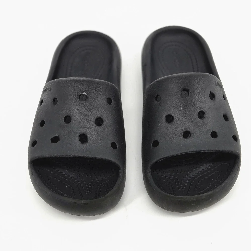 Crocs Classic Slide Black Comfort Sandals Youth J3 Slip On Gorpcore Loungewear